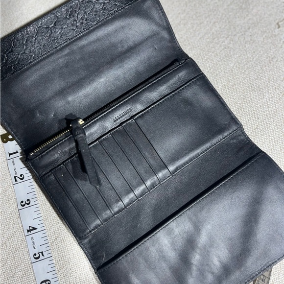 All Saints Black Leather Snakeskin Envelope Style Wallet - Picture 8 of 9